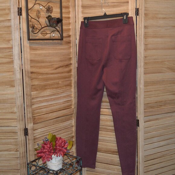 Maeve Anthro 4 Maroon Pants Ankle Slits - Picture 4 of 7